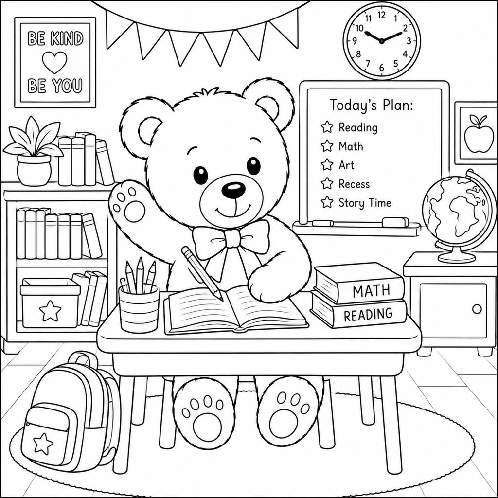 Kids Teddy Bear Coloring Pages