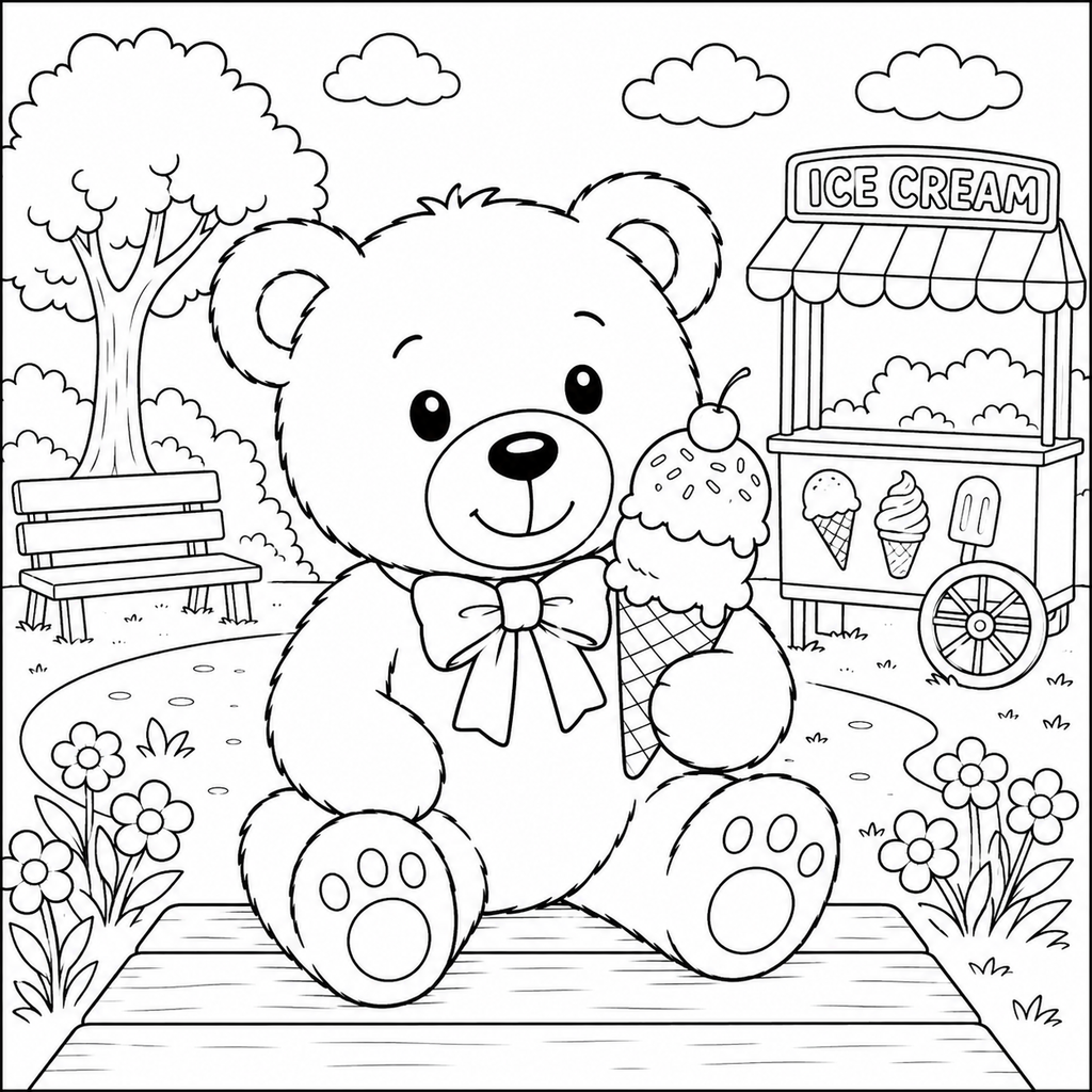 Kids Teddy Bear Coloring Pages