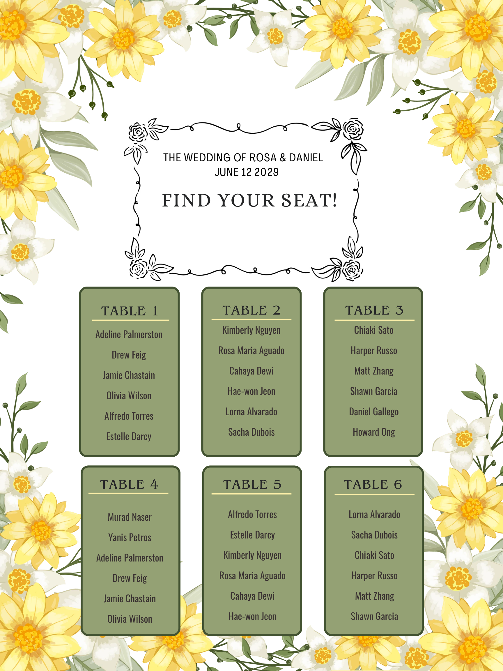 Floral Seating chart