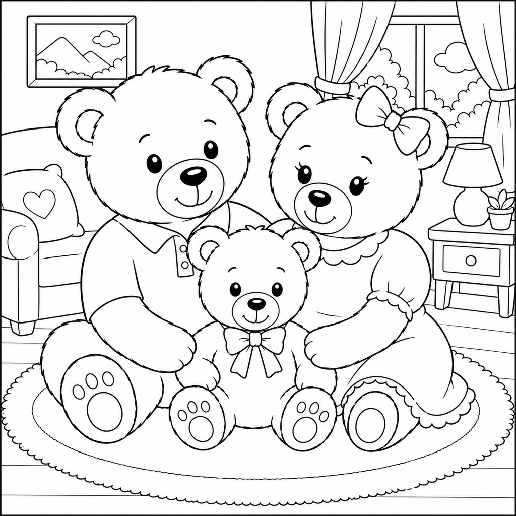 Kids Teddy Bear Coloring Pages