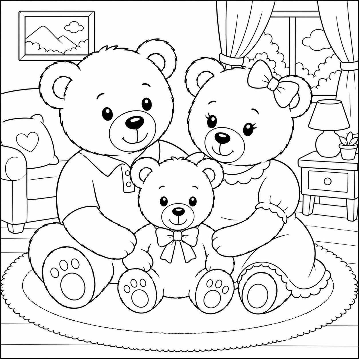Kids Teddy Bear Coloring Pages