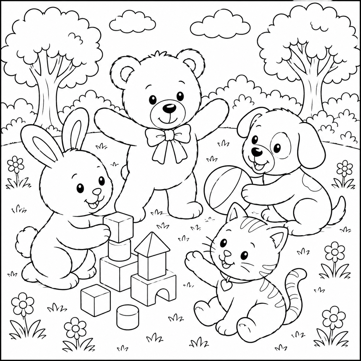 Kids Teddy Bear Coloring Pages