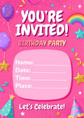 Pink Birthday Party Invitation