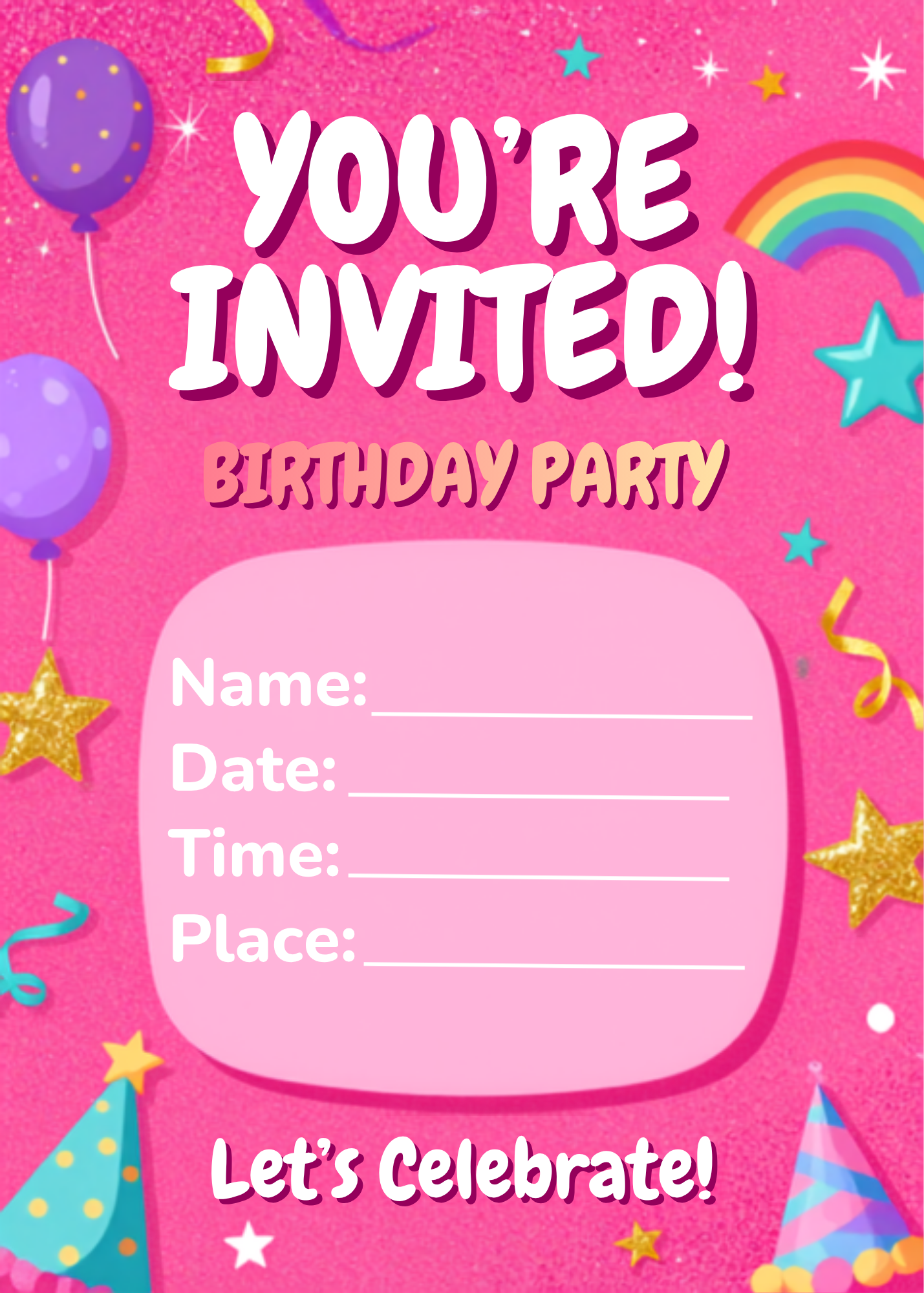 Pink Birthday Party Invitation